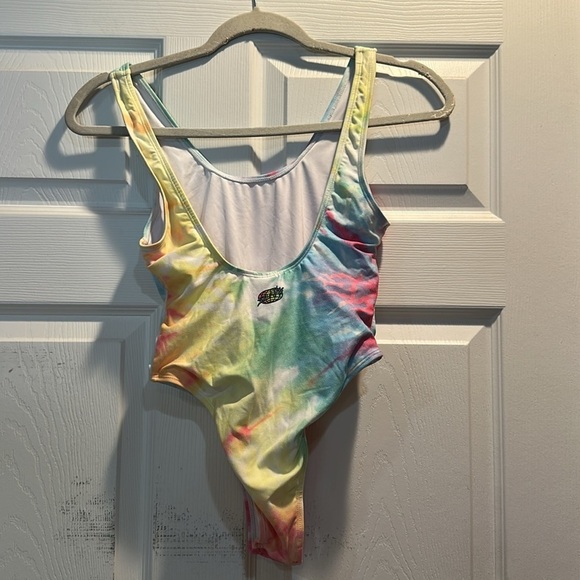 Slunks Tie Dye One-Piece Cheeky Swimsuit S bathing suit volleyball - Picture 2 of 8